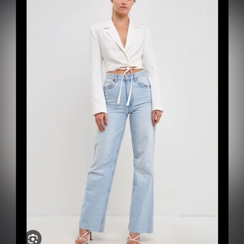 GREY LAB CROPPED BLAZER WITH TIE DETAIL white - Picture 3 of 11